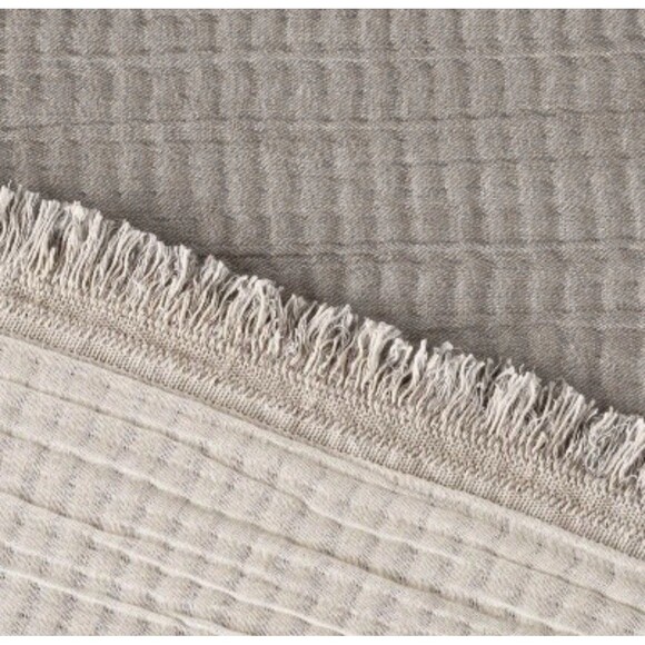 Full/Queen Reversible Textured Cotton Chambray Coverlet Dark Gray/White NEW - Picture 7 of 7